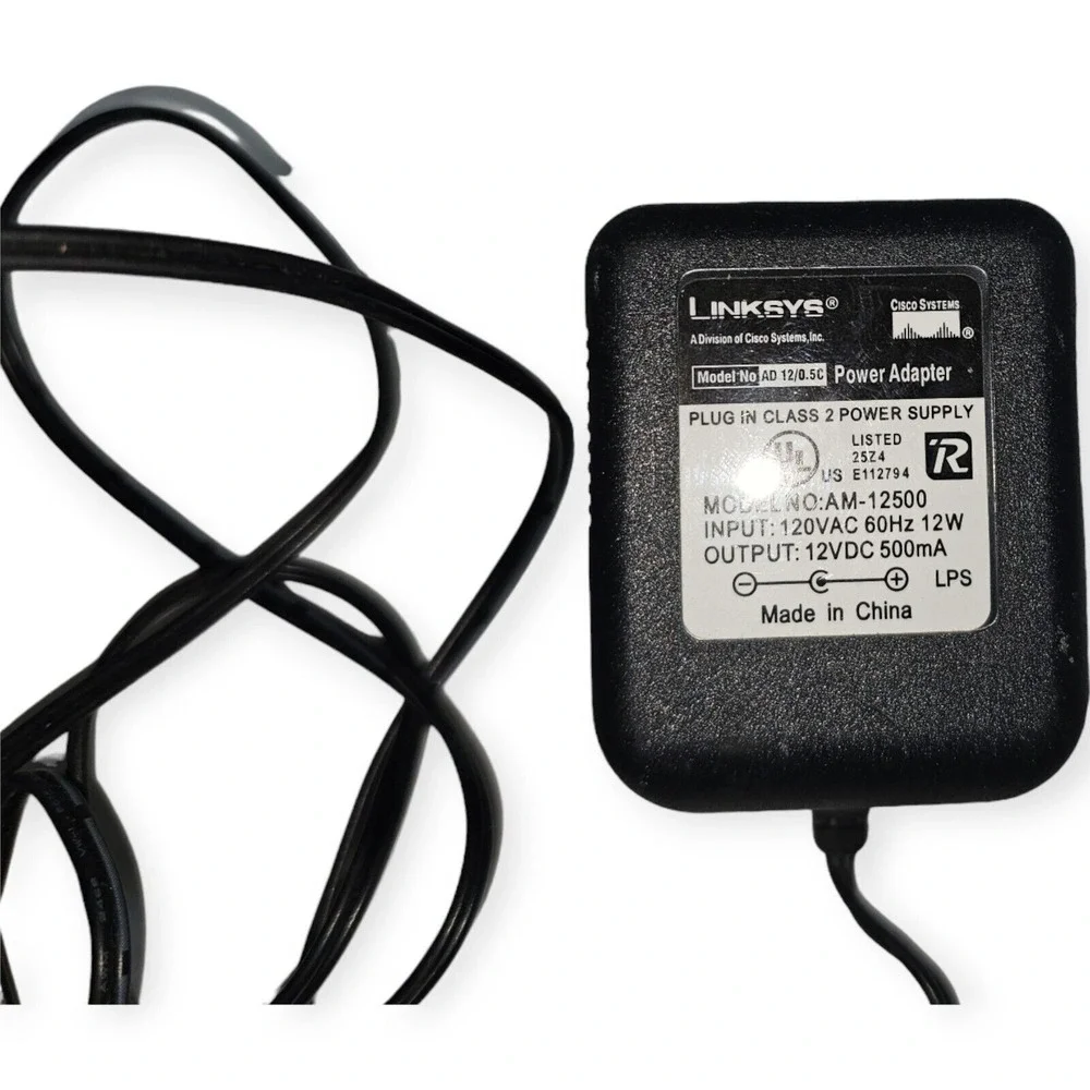 Original OEM Linksys AM-12500 AD 12/0.5C AC Adapter Power Supply 12V 500mA